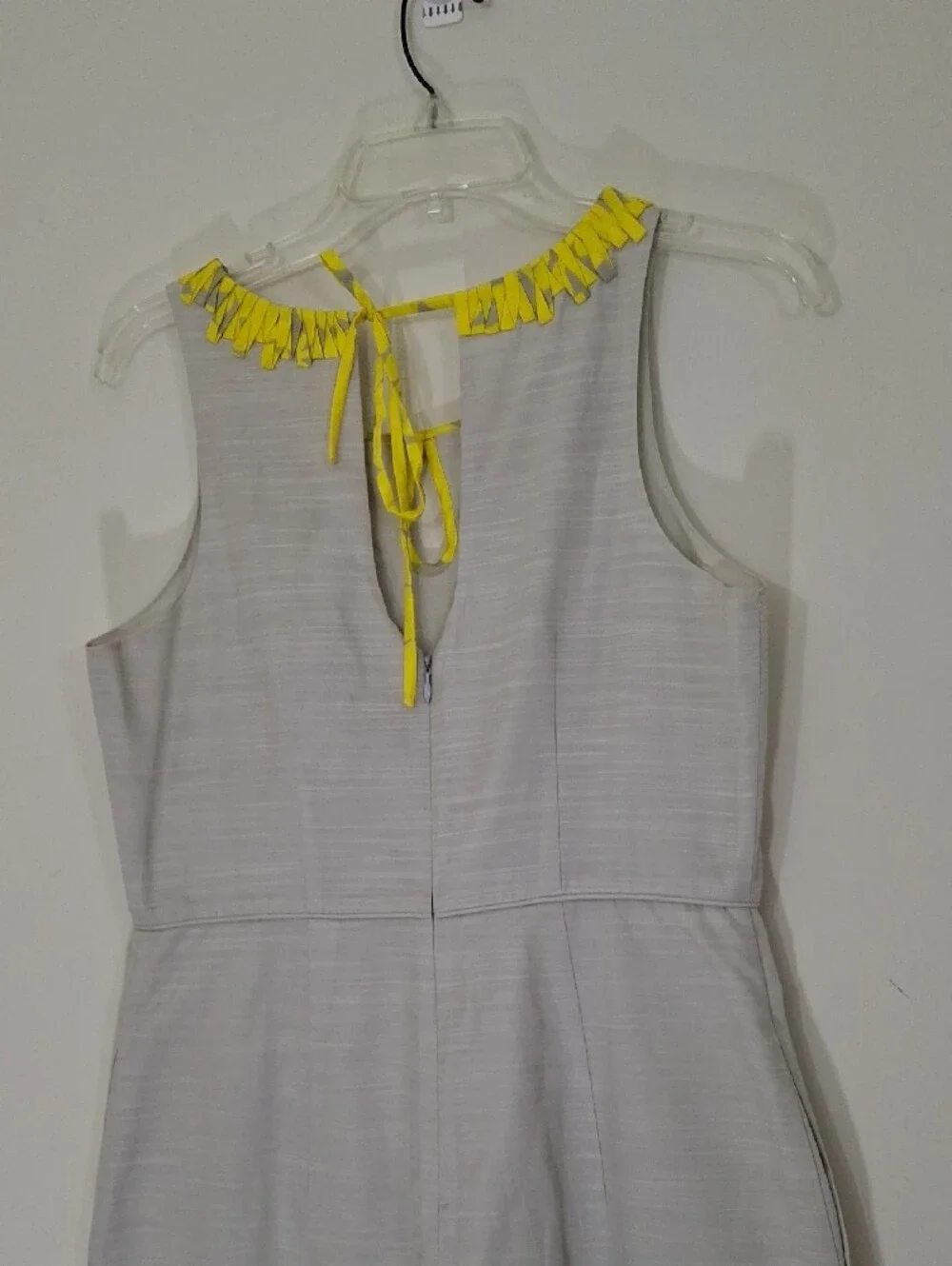 J. Crew Sheath Dress with Yellow Fringe Neckline, Size 6